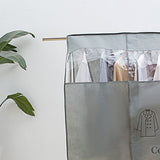 Clothes Dust Cover Nonwoven Dust Prevention Waterproof Transparent Window Design Hanging Garment Protectors Grey - Front View