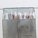 Clothes Dust Cover Nonwoven Dust Prevention Waterproof Transparent Window Design Hanging Garment Protectors Grey - Side View