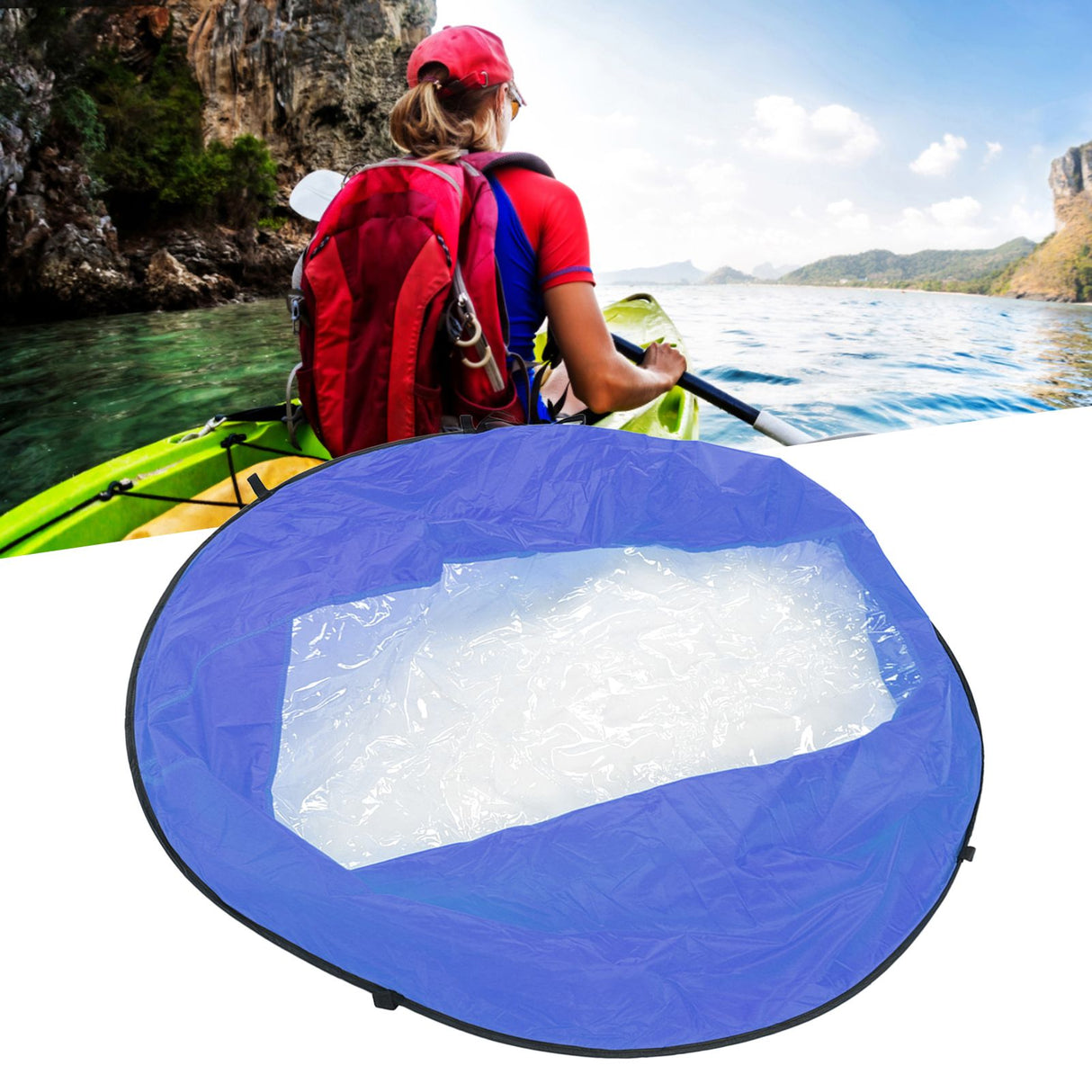 Foldable Kayak Boat Wind Sail EVA Reduced UV Radiation Portable Downwind Wind Paddle Sail for Outdoor Sport Blue