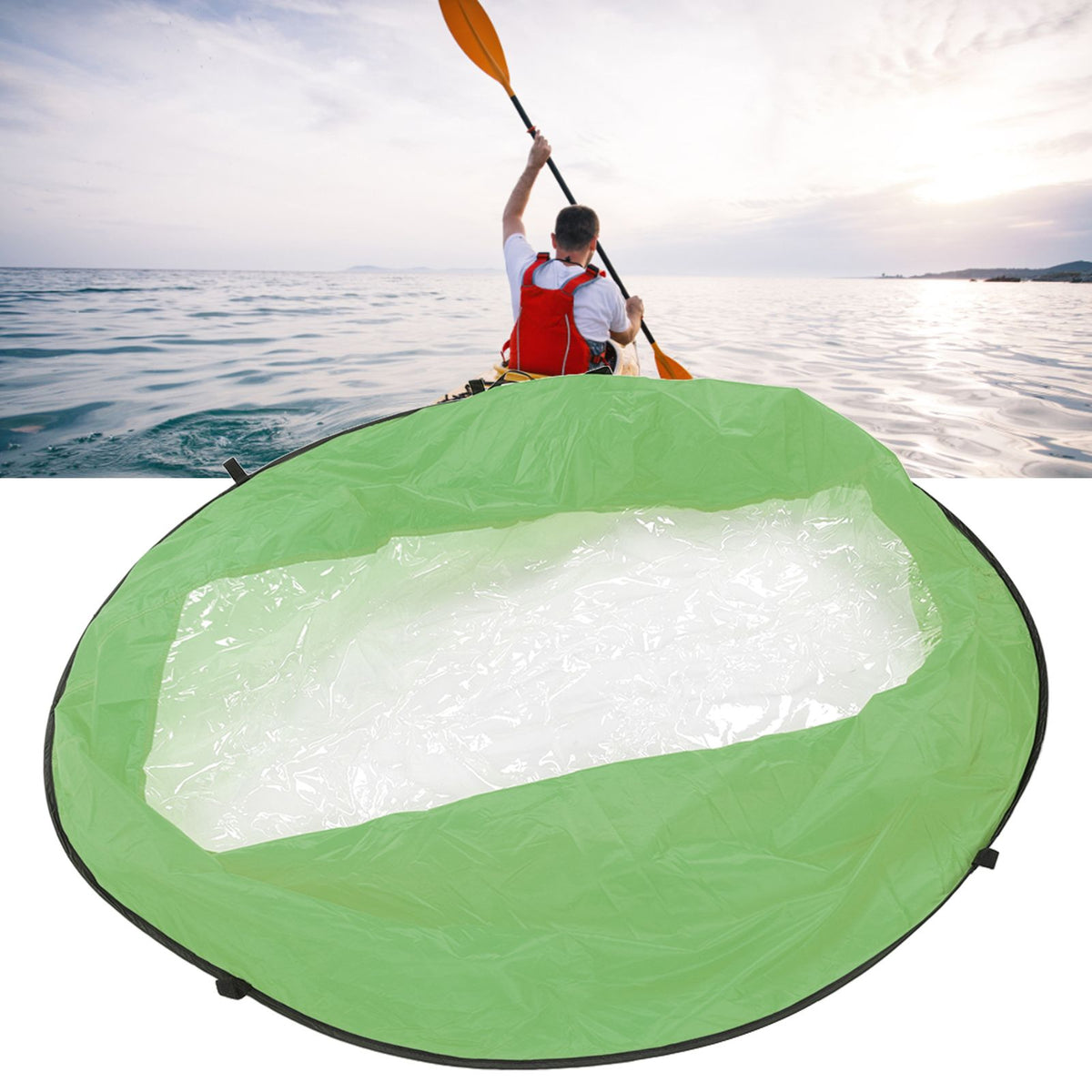 Foldable Kayak Boat Wind Sail EVA Reduced UV Radiation Portable Downwind Wind Paddle Sail for Outdoor Sport Green