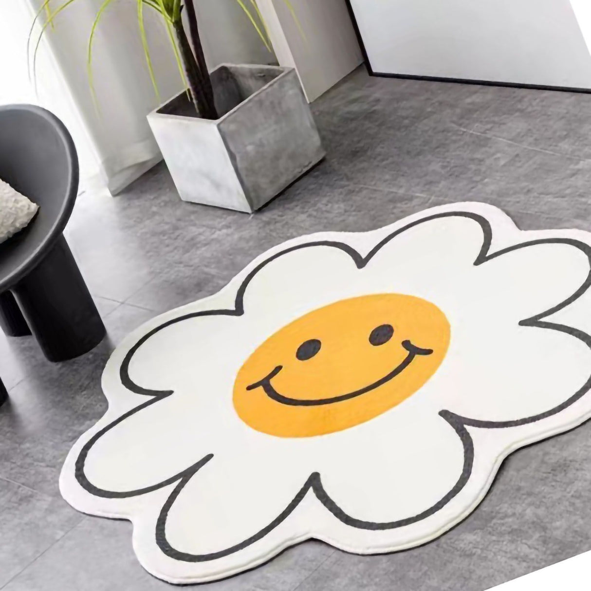 Cute Flower Rug Cartoon Pattern Home Bedroom Bedside Rug Non Slip Water Absorption Floor Mat 001 60cm / 23.6in