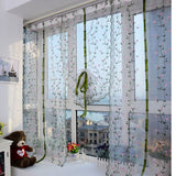 Embroidered Roman Sheer Curtain Classical Floral Window Screen Elegant Embroidered Roman Shade for Bedroom Balcony 1.5m/59.1in Height - Side View