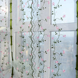 Embroidered Roman Sheer Curtain Classical Floral Window Screen Elegant Embroidered Roman Shade for Bedroom Balcony 1.5m/59.1in Height - Top-Down View