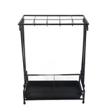 Umbrella Storage Rack Iron with Drip Tray 10 Holes 8 Hooks Umbrella Rack Stand for Home Hotel Lobby Black