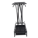 Umbrella Storage Rack Iron with Drip Tray 10 Holes 8 Hooks Umbrella Rack Stand for Home Hotel Lobby Black - Close-Up Angle