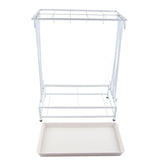 Umbrella Storage Rack Iron with Drip Tray 10 Holes 8 Hooks Umbrella Rack Stand for Home Hotel Lobby White