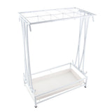 Umbrella Storage Rack Iron with Drip Tray 10 Holes 8 Hooks Umbrella Rack Stand for Home Hotel Lobby White