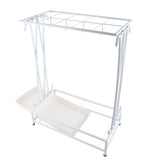 Umbrella Storage Rack Iron with Drip Tray 10 Holes 8 Hooks Umbrella Rack Stand for Home Hotel Lobby White