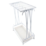Umbrella Storage Rack Iron with Drip Tray 10 Holes 8 Hooks Umbrella Rack Stand for Home Hotel Lobby White