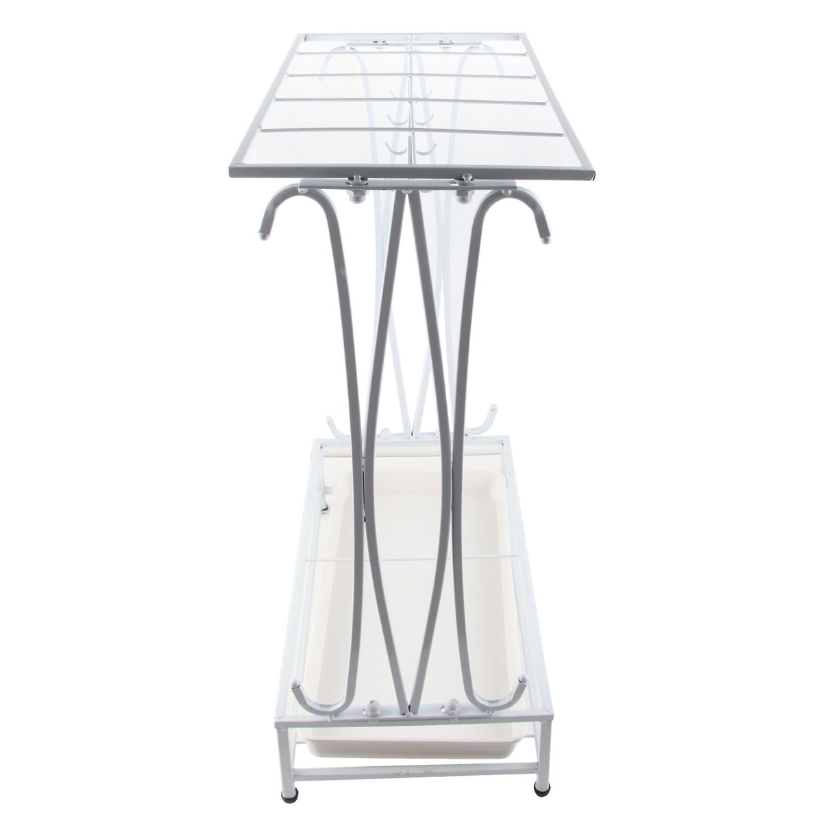 Umbrella Storage Rack Iron with Drip Tray 10 Holes 8 Hooks Umbrella Rack Stand for Home Hotel Lobby White