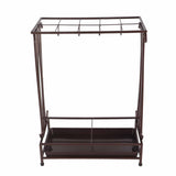 Umbrella Storage Rack Iron with Drip Tray 10 Holes 8 Hooks Umbrella Rack Stand for Home Hotel Lobby Bronze - Front View