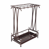 Umbrella Storage Rack Iron with Drip Tray 10 Holes 8 Hooks Umbrella Rack Stand for Home Hotel Lobby Bronze