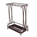 Umbrella Storage Rack Iron with Drip Tray 10 Holes 8 Hooks Umbrella Rack Stand for Home Hotel Lobby Bronze