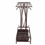 Umbrella Storage Rack Iron with Drip Tray 10 Holes 8 Hooks Umbrella Rack Stand for Home Hotel Lobby Bronze