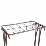 Umbrella Storage Rack Iron with Drip Tray 10 Holes 8 Hooks Umbrella Rack Stand for Home Hotel Lobby Bronze - Close-Up Angle