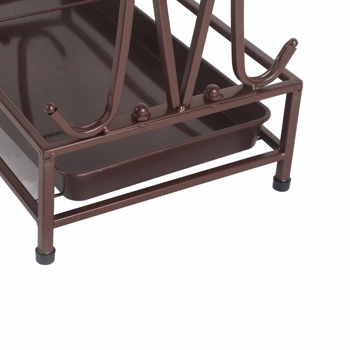 Umbrella Storage Rack Iron with Drip Tray 10 Holes 8 Hooks Umbrella Rack Stand for Home Hotel Lobby Bronze
