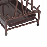 Umbrella Storage Rack Iron with Drip Tray 10 Holes 8 Hooks Umbrella Rack Stand for Home Hotel Lobby Bronze - Extra Image