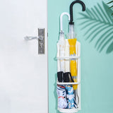 Wall Mounted Umbrella Stand Rack Punching Free Umbrella Holder with Removable Drip Tray for Household 4 Slot - Front View