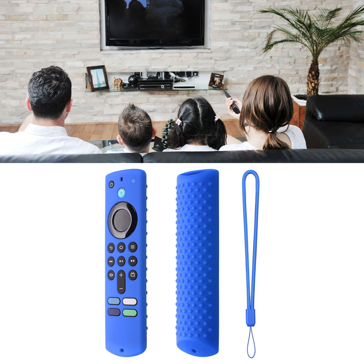 Remote Control Silicone Cover for Fire TV Stick Anti Slip Silicone Protective Case with Lanyard 3rd Gen Blue