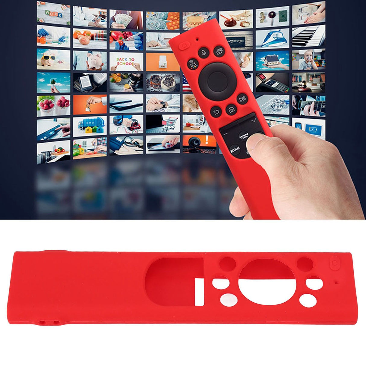 Anti Drop Remote Control Silicone Protective Cover Solar Cell Remote Control Replacement Cover for Samsung TM2180EcoBN59 Red