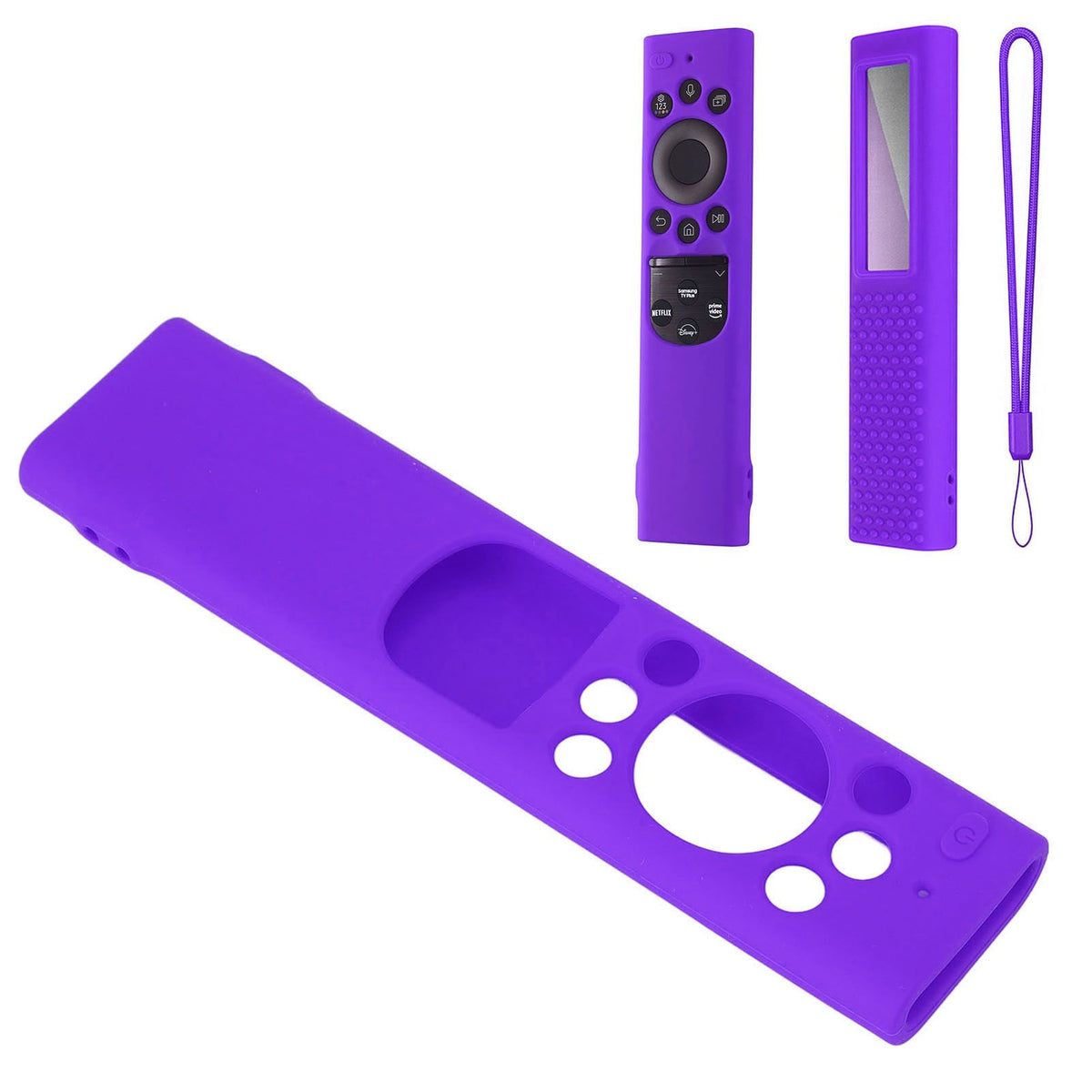Anti Drop Remote Control Silicone Protective Cover Solar Cell Remote Control Replacement Cover for Samsung TM2180EcoBN59 Purple