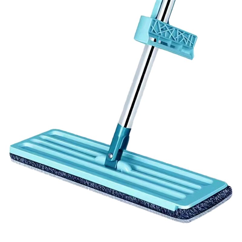 Floor Mop Dry Wet Dual Use Microfiber Free Hand Washing Flat Cleaning Tile Mop for Home Use Blue Mop, 1 Piece of Pads