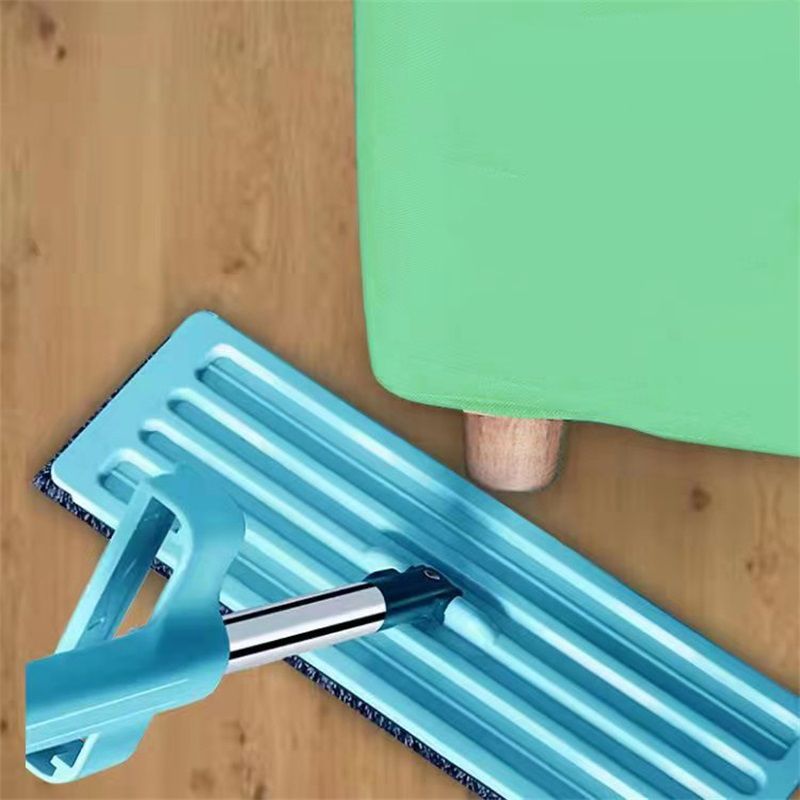 Floor Mop Dry Wet Dual Use Microfiber Free Hand Washing Flat Cleaning Tile Mop for Home Use Blue Mop, 2 Piece of Pads