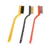 Wire Brush Set Curved Handle Masonry Brush Metal Detail Brushes for Cleaning Welding Slag Rust Dust 7in 3pcs Colorful