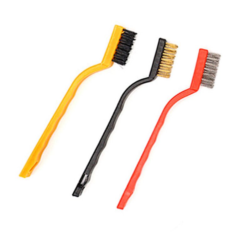 Wire Brush Set Curved Handle Masonry Brush Metal Detail Brushes for Cleaning Welding Slag Rust Dust 7in 3pcs Colorful