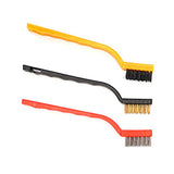 Wire Brush Set Curved Handle Masonry Brush Metal Detail Brushes for Cleaning Welding Slag Rust Dust 7in 3pcs Colorful - 45-Degree Angle