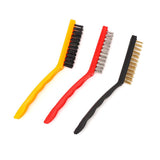 Wire Brush Set Curved Handle Masonry Brush Metal Detail Brushes for Cleaning Welding Slag Rust Dust 9in 3pcs Colorful