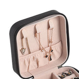 Travel Jewelry Case Exquisite Large Capacity Scratch Resistant Portable Jewelry Organizer Box for Outdoor Travel Black 10x10x5cm/3.9x3.9x2.0in