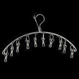 Clothes Drying Hanger Stainless Steel Thick Arc Shaped Windproof Sock Hanger for Socks Towels Bras Underwear 10 Clips