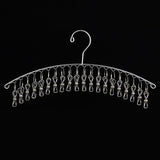 Clothes Drying Hanger Stainless Steel Thick Arc Shaped Windproof Sock Hanger for Socks Towels Bras Underwear 20 Clips