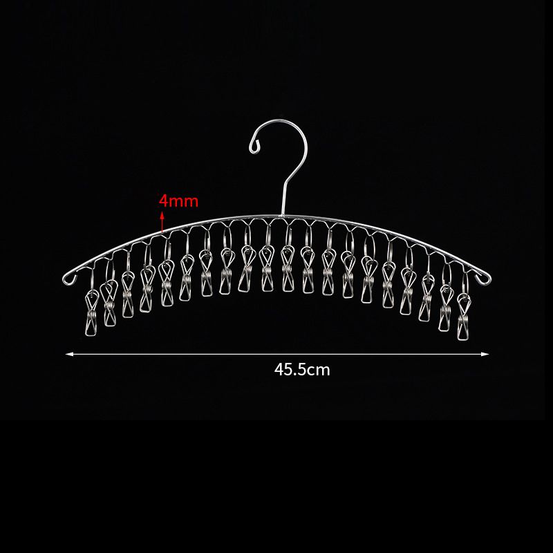 Clothes Drying Hanger Stainless Steel Thick Arc Shaped Windproof Sock Hanger for Socks Towels Bras Underwear 20 Clips