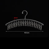 Clothes Drying Hanger Stainless Steel Thick Arc Shaped Windproof Sock Hanger for Socks Towels Bras Underwear 20 Clips