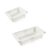 Fridge Drawer Organizer Retractable Multifunction Space Saving Refrigerator Storage Box White 20.5x16.4x7.6cm / 8.1x6.5x3.0in