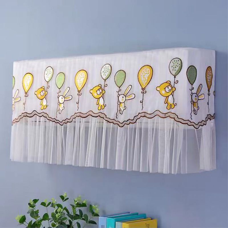 1.5P Air Conditioner Dust Cover Dustproof Wall Mounted Air Conditioner Protective Case Home Decorative Dust Cover Bear Rabbit Green Yellow Balloons 1.5P‑2P Within 94cm/37in