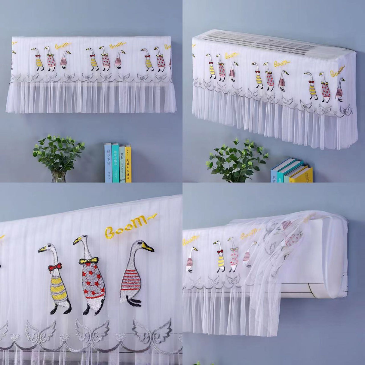1.5P Air Conditioner Dust Cover Dustproof Wall Mounted Air Conditioner Protective Case Home Decorative Dust Cover Yellow English Duck 1.5P‑2P Within 94cm/37in