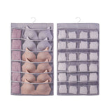 Hanging Bra Organizer Oxford Fabric Double Sides Breathable Large Capacity Underwear Storage Organizer for Bra Socks Gray, Front 12, Back 24