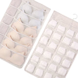 Hanging Bra Organizer Oxford Fabric Double Sides Breathable Large Capacity Underwear Storage Organizer for Bra Socks Beige, Front 12, Back 24
