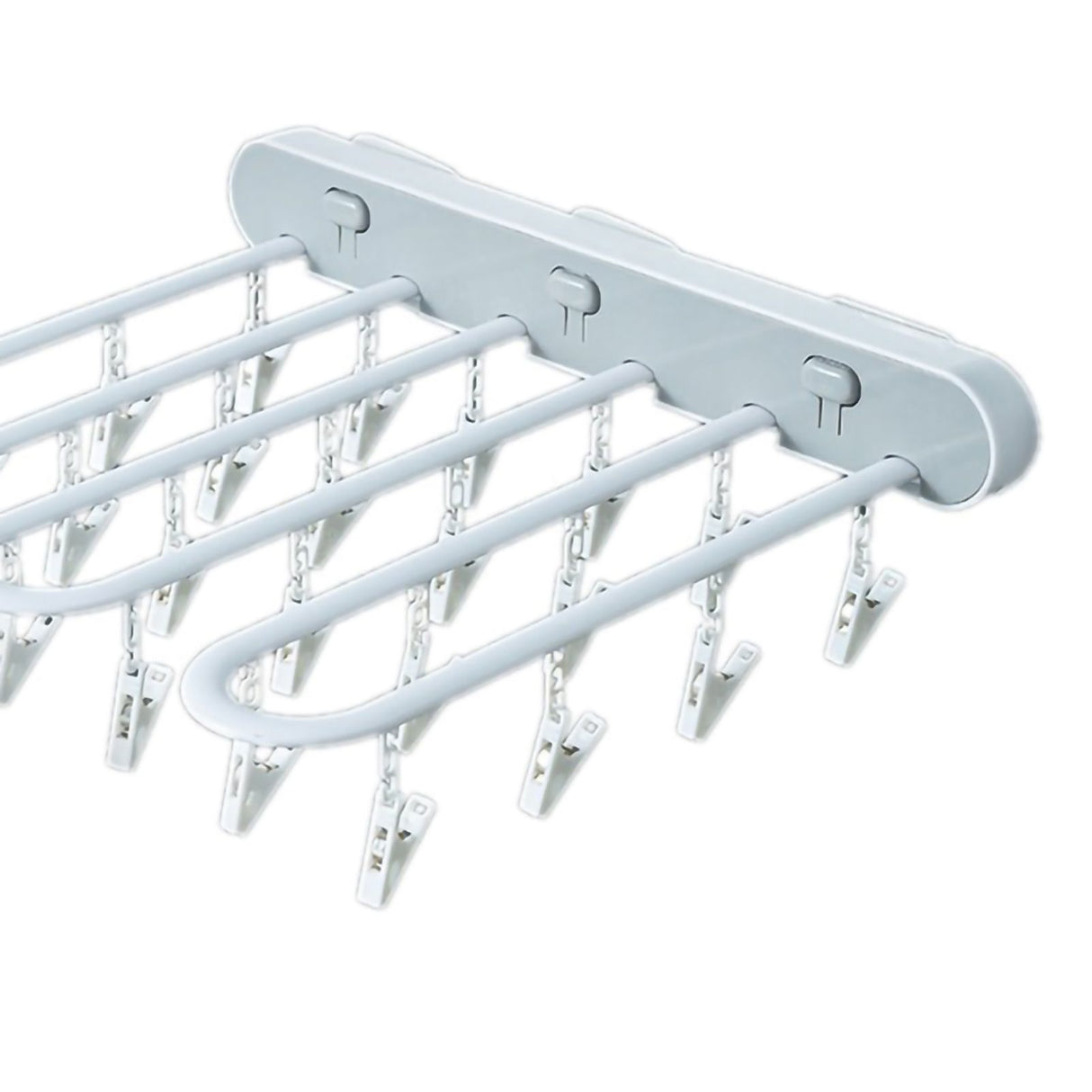 Clothes Drying Rack Wall Mounted Durable ABS Foldable Design Space Saving Clip and Drip Hanger White