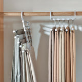 Stainless Steel Hangers Home Multifunctional Foldable Trouser Rack Retractable Trouser Storage Rack Trouser Rack White - Front View