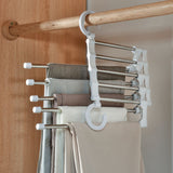 Stainless Steel Hangers Home Multifunctional Foldable Trouser Rack Retractable Trouser Storage Rack Trouser Rack White