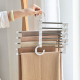Stainless Steel Hangers Home Multifunctional Foldable Trouser Rack Retractable Trouser Storage Rack Trouser Rack White