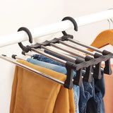 Stainless Steel Hangers Home Multifunctional Foldable Trouser Rack Retractable Trouser Storage Rack Trouser Rack Black
