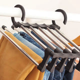 Stainless Steel Hangers Home Multifunctional Foldable Trouser Rack Retractable Trouser Storage Rack Trouser Rack Black