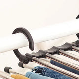 Stainless Steel Hangers Home Multifunctional Foldable Trouser Rack Retractable Trouser Storage Rack Trouser Rack Black