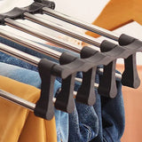 Stainless Steel Hangers Home Multifunctional Foldable Trouser Rack Retractable Trouser Storage Rack Trouser Rack Black