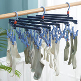 Plastic Folding Multi Head Drying Rack Multi Clips Socks Underwear Hanger Windproof Multifunctional Clothespin Classic Dark Purple 29 Clips